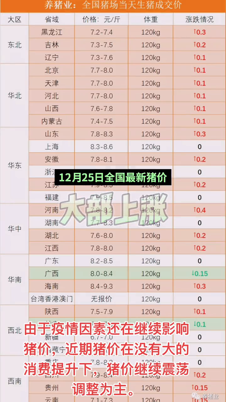 今日全國豬價走勢及分析